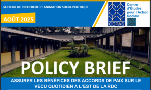 POLICY BRIEF : ASSURER LES BÉNÉFICES DES ACCORDS DE PAIX SUR LEVÉCU QUOTIDIEN A L’EST DE LA RDC